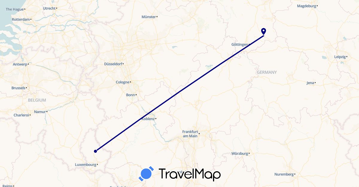 TravelMap itinerary: driving in Germany, Luxembourg (Europe)
